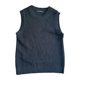 Women's Banana Republic Factory Black Open Stitch Preppy Sweater Vest Size XS
